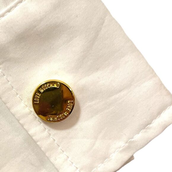 MOSCHINO LOVE EMBROIDERED BREAST-POCKET SAHARAN SHIRT | SIZE: F8 USA6 IT42 | - Picture 12 of 15